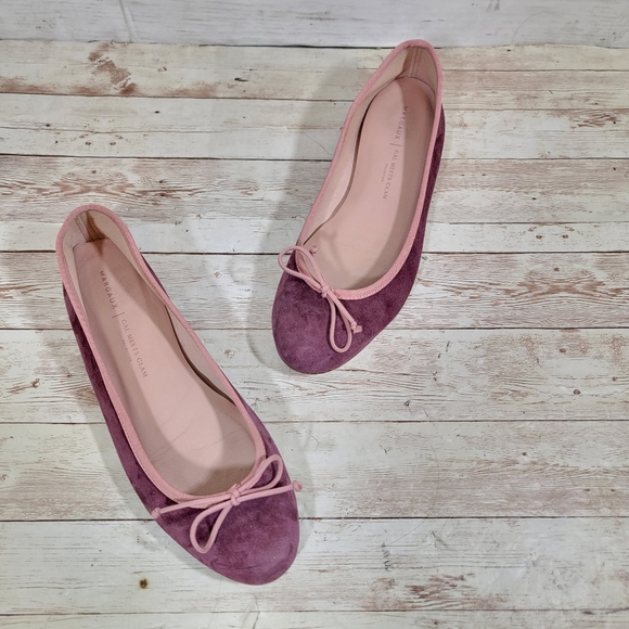 Margaux The demi Girl meets Glam suede bow flats in burgundy - Picture 7 of 12